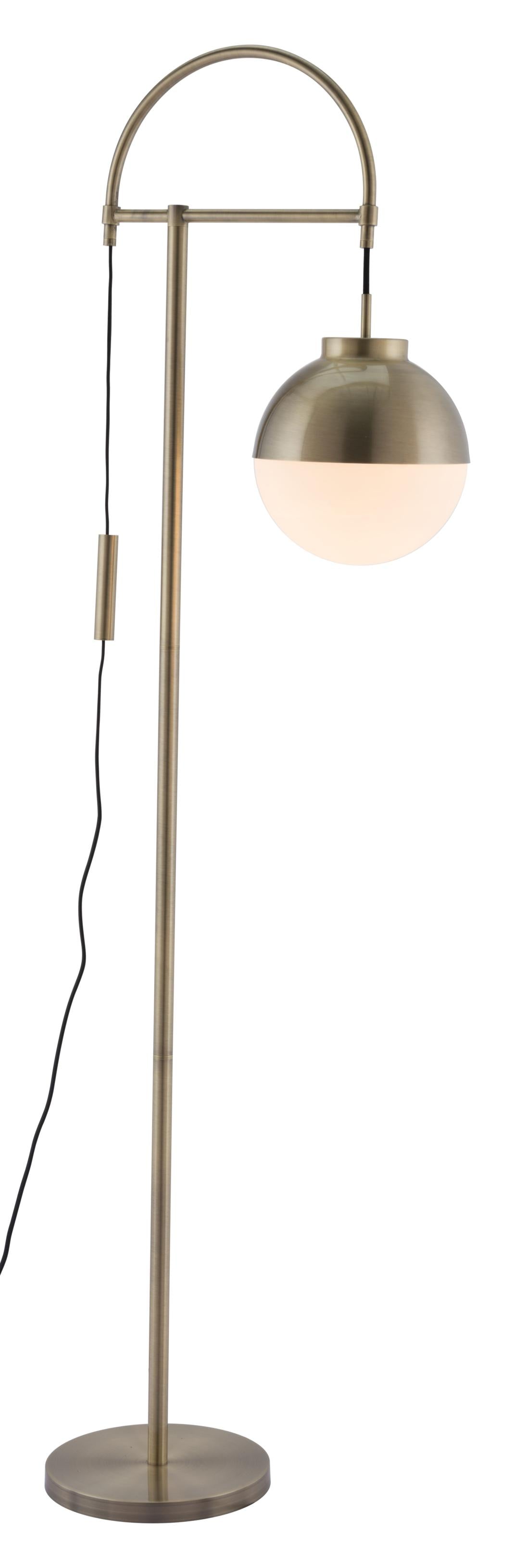 White and Brushed Bronze Crossed Floor Lamp