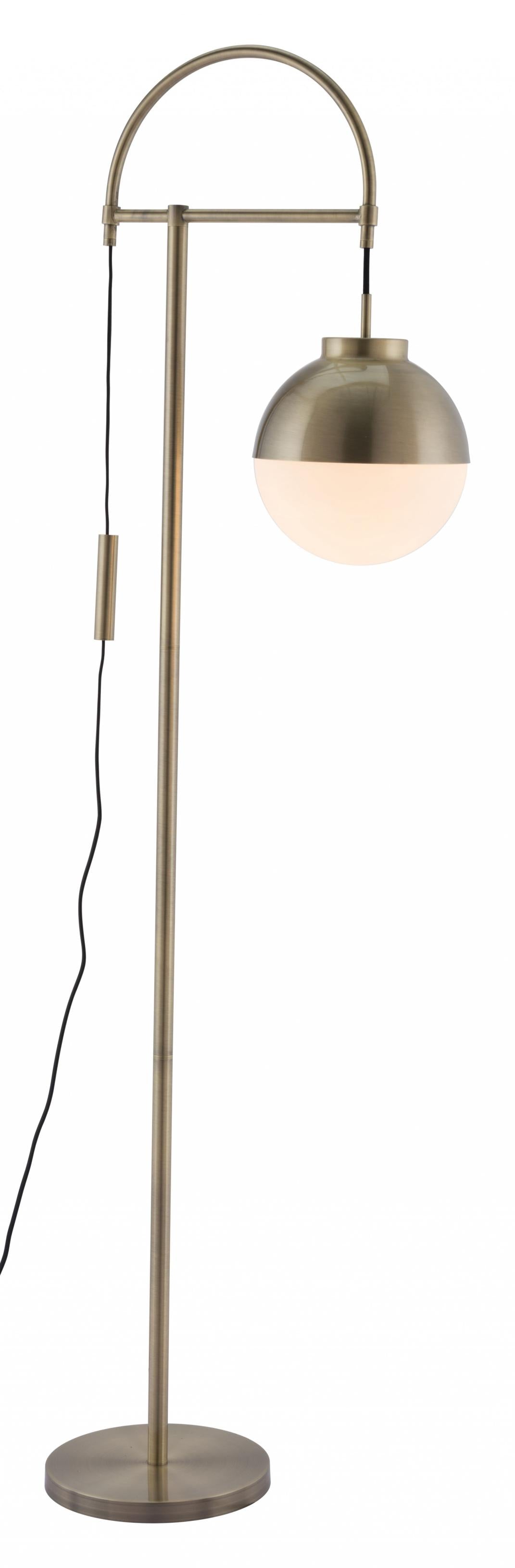 White and Brushed Bronze Crossed Floor Lamp