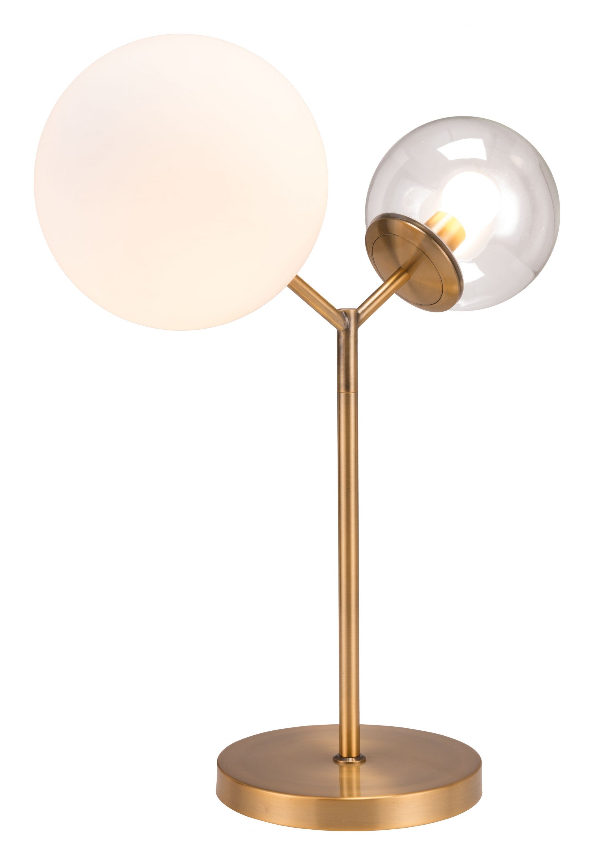 56" Copper Metal Bedside Table Lamp With Clear Globe Shade