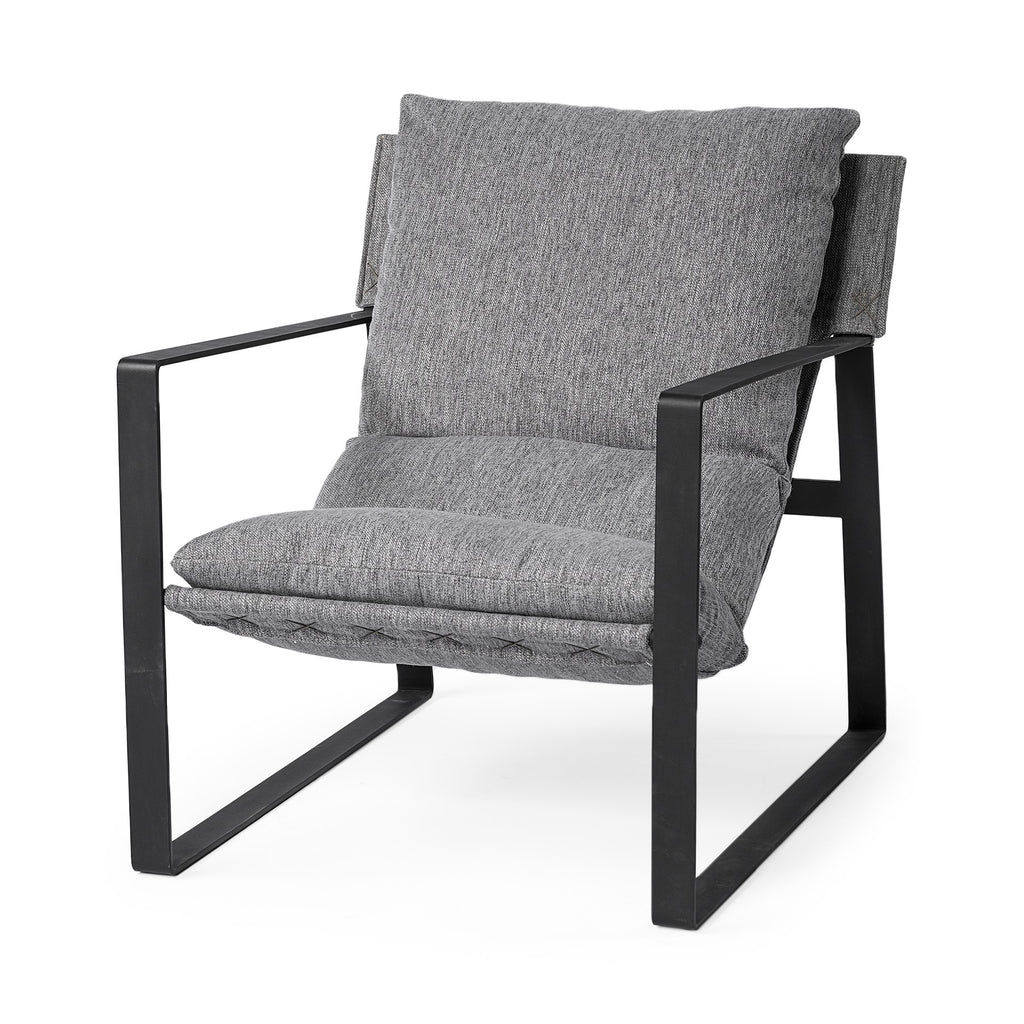 Stone Gray And Black Metal Sling Chair - 99fab 