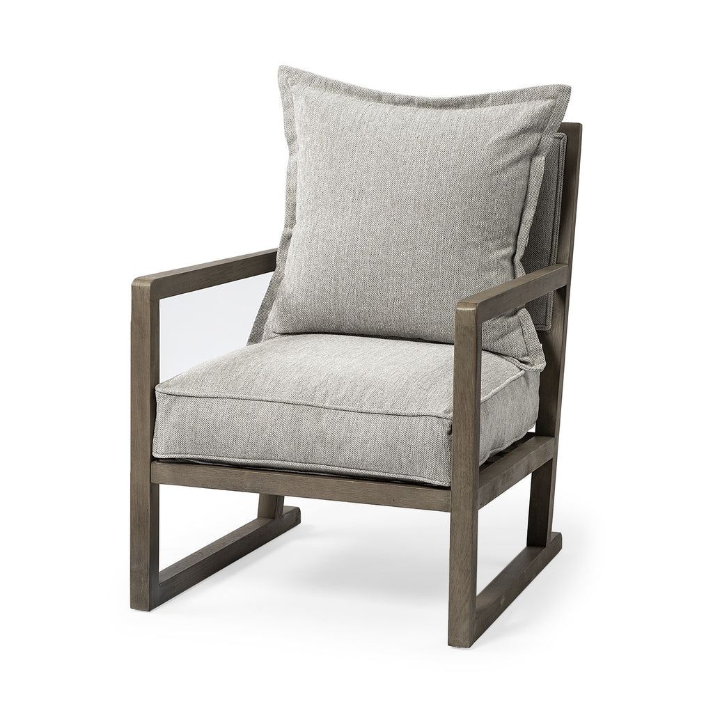 Wooden Accent Chair With Ash Gray Cushions - 99fab 