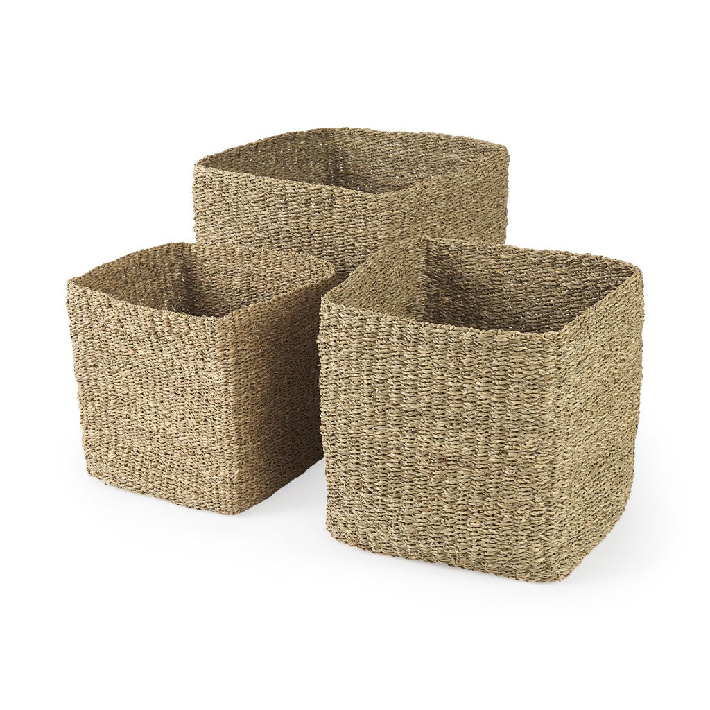 Set Of Three Square Wicker Storage Baskets - 99fab 