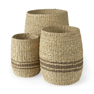 Set Of Three Detailed Wicker Storage Baskets