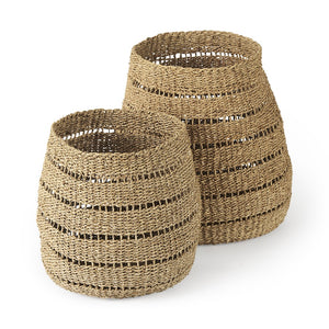 Set Of Two Woven Wicker  Storage Baskets