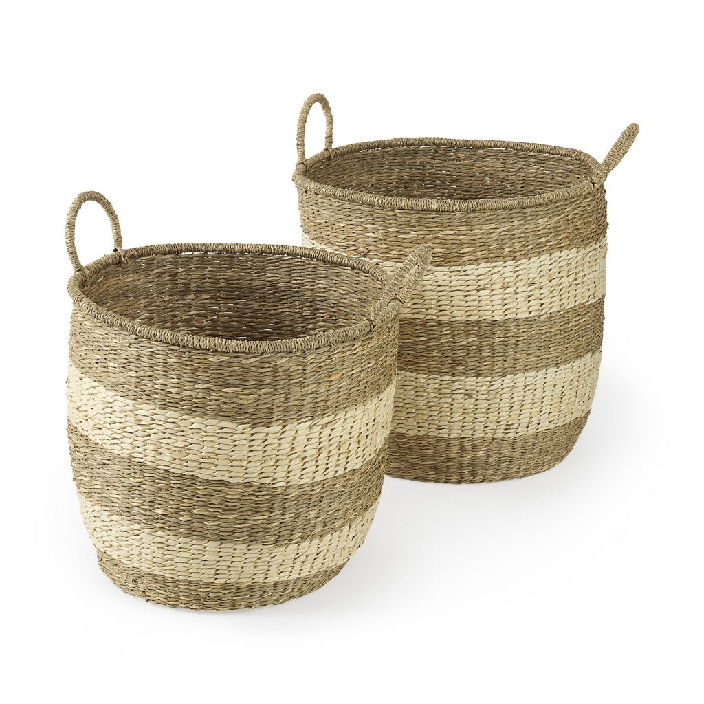 Set Of Two Round Wicker Storage Baskets - 99fab 