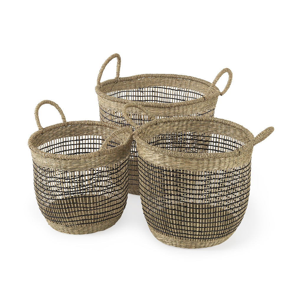 Set Of Three Light Brown Storage Baskets - 99fab 