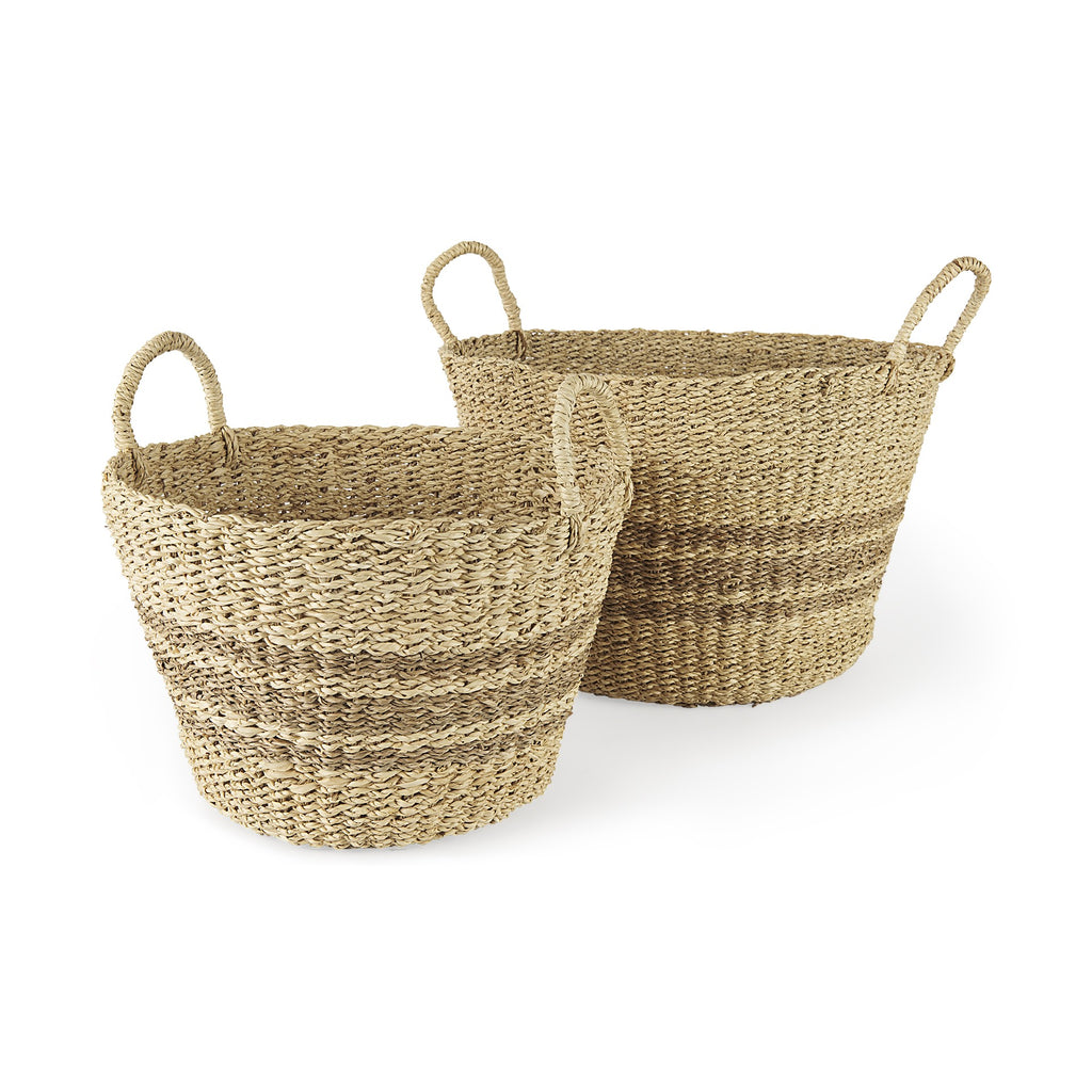 Set Of Two Detailed Wicker Storage Baskets - 99fab 