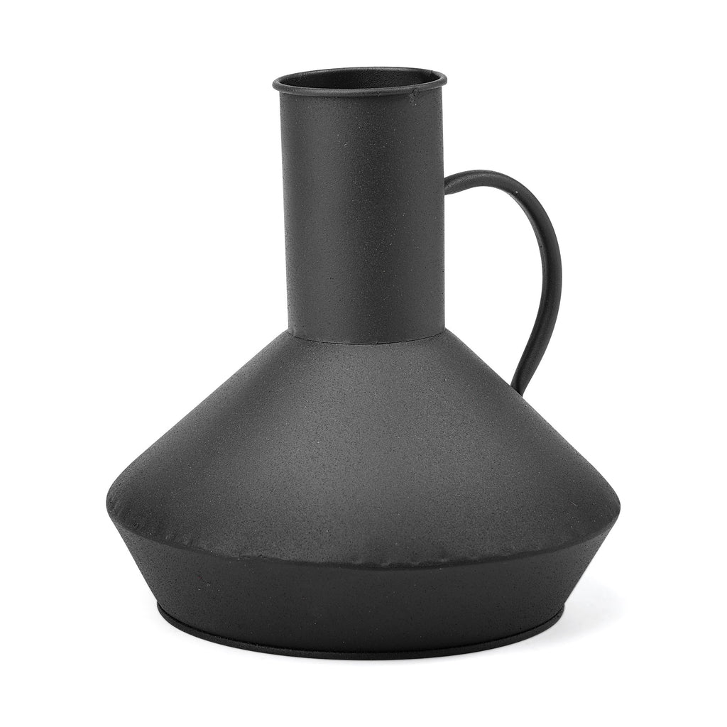 Shallow Rustic Black Metal Decorative Jug - 99fab 