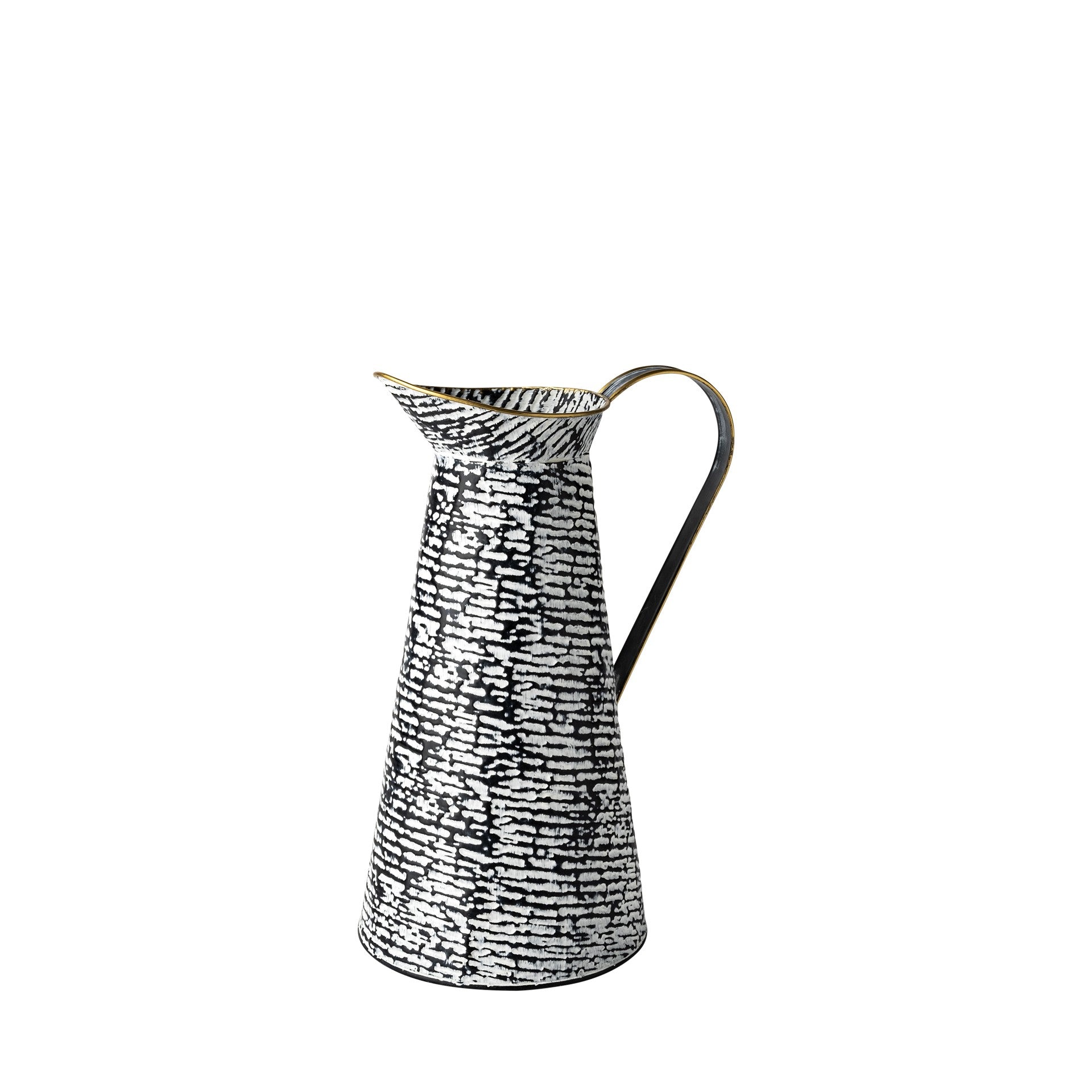 Petite Black And White Textured Jug Vase