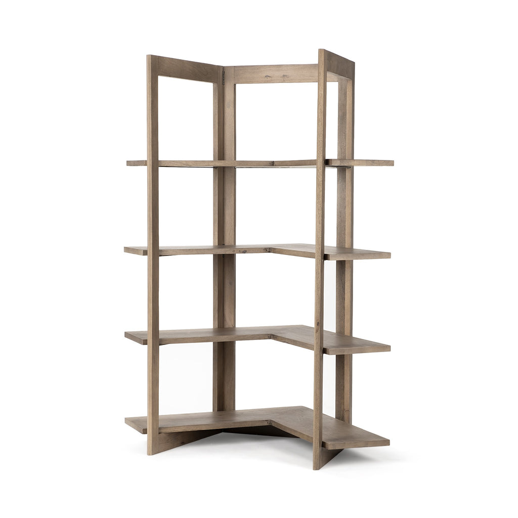 Light Brown Wooden Corner Shelving Unit - 99fab 