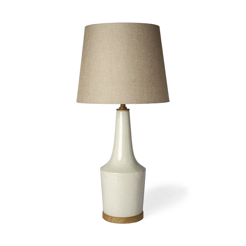 White Crackle And Natural Ceramic Table Or Desk Lamp - 99fab 