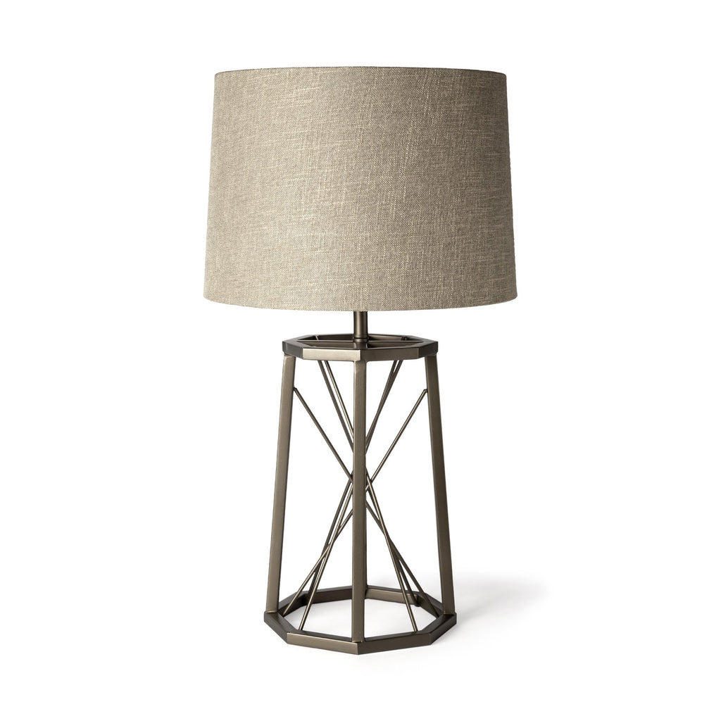 Metallic Aged Bronze Tone Octagonal Metal Table Lamp - 99fab 