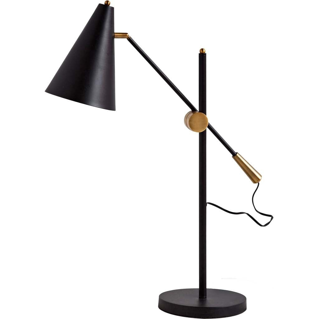 Sleek Black And Gold Cone Adjustable Table Or Desk Lamp - 99fab 