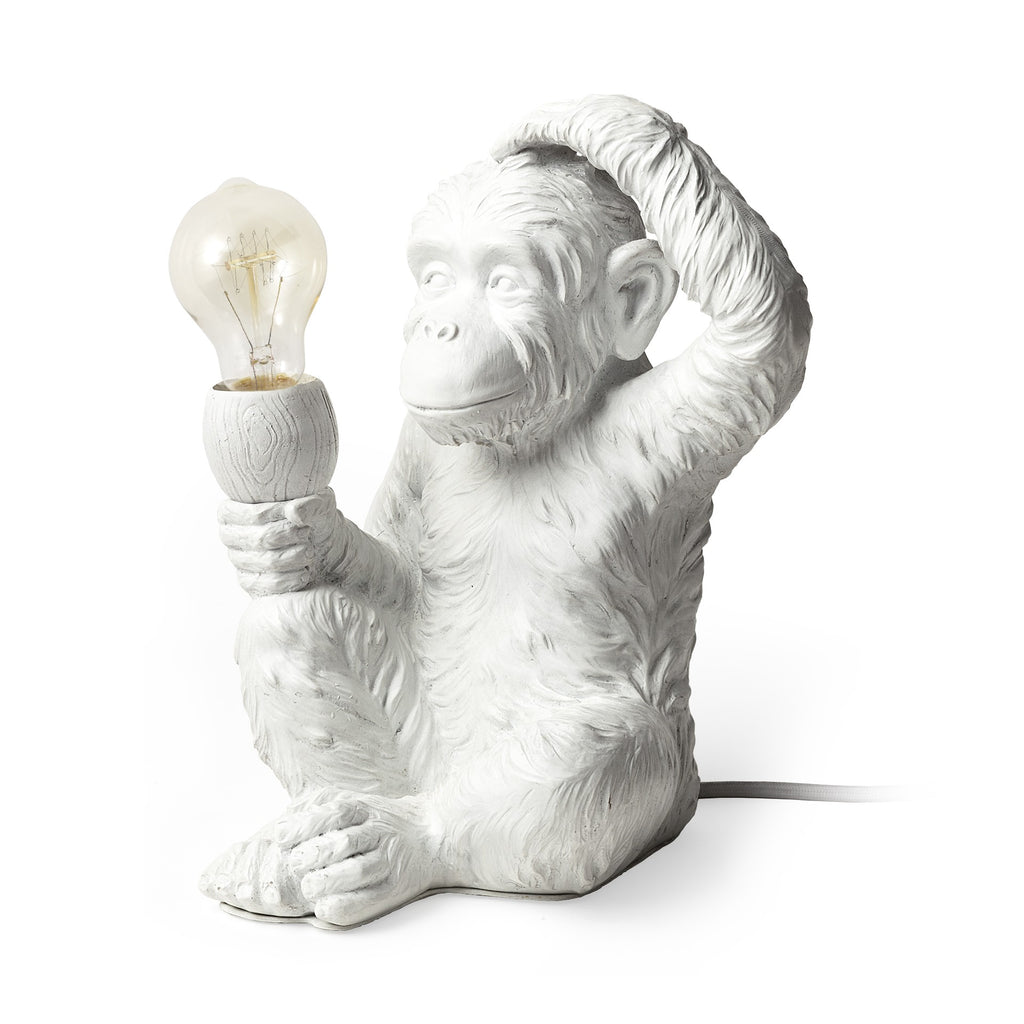 White Whimsical Monkey Table Or Desk Lamp - 99fab 