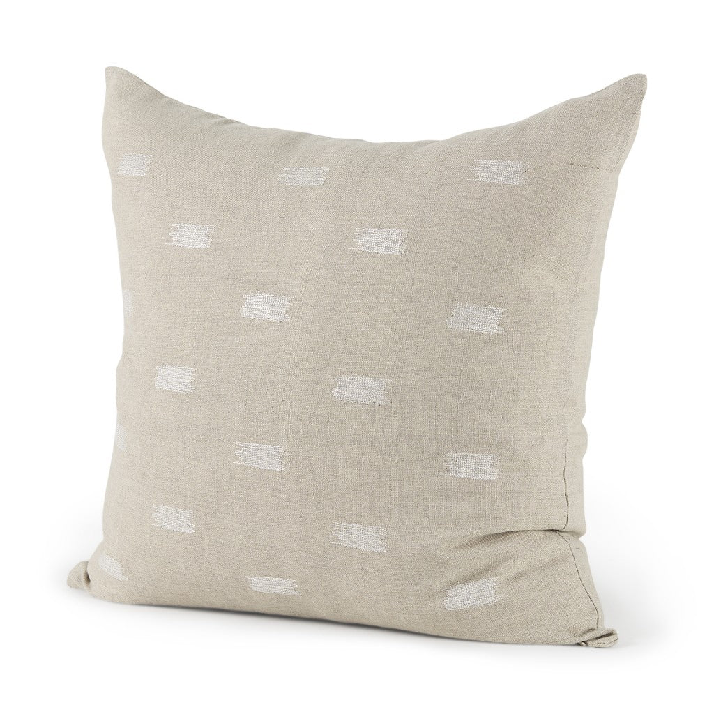 Canvas Beige And White Square Accent Pillow Cover