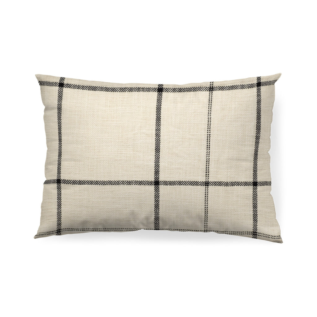 Black And Beige Plaid Lumbar Accent Pillow Cover - 99fab 