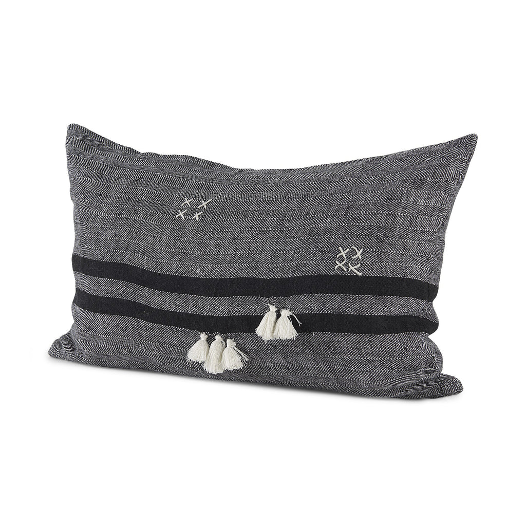 Dark Gray Detailed Lumbar Throw Pillow Cover - 99fab 