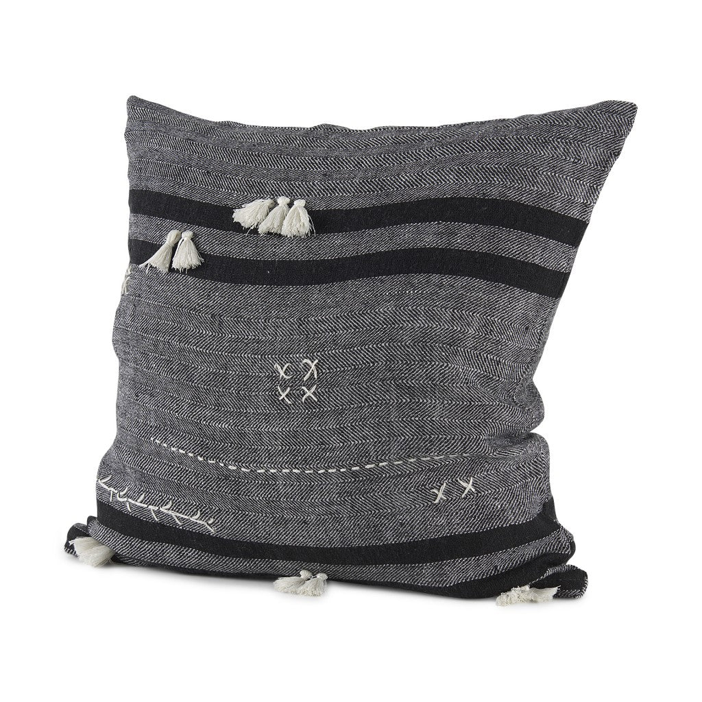 Dark Gray Detailed Throw Pillow Cover - 99fab 