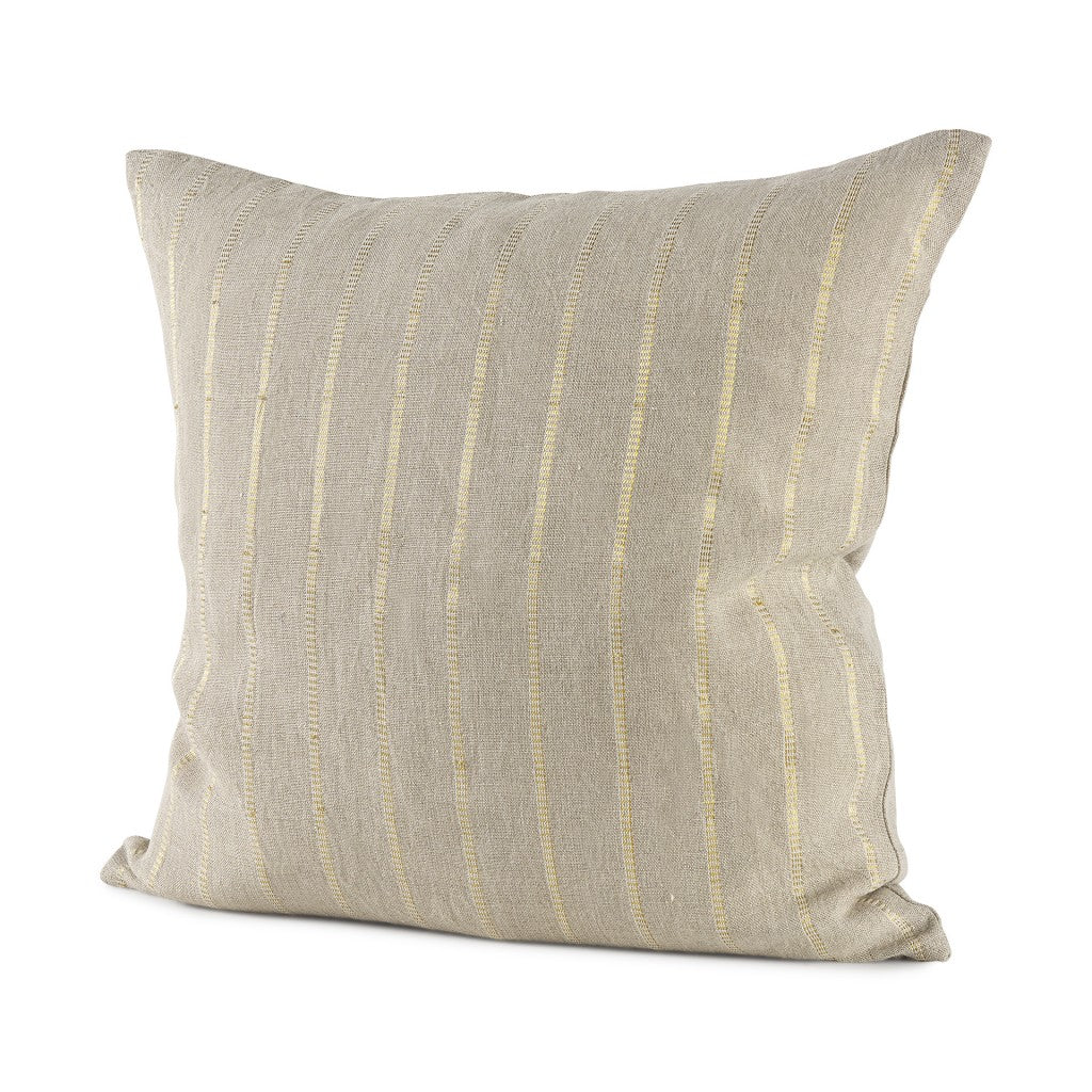 Beige And Gold Striped Pillow Cover - 99fab 