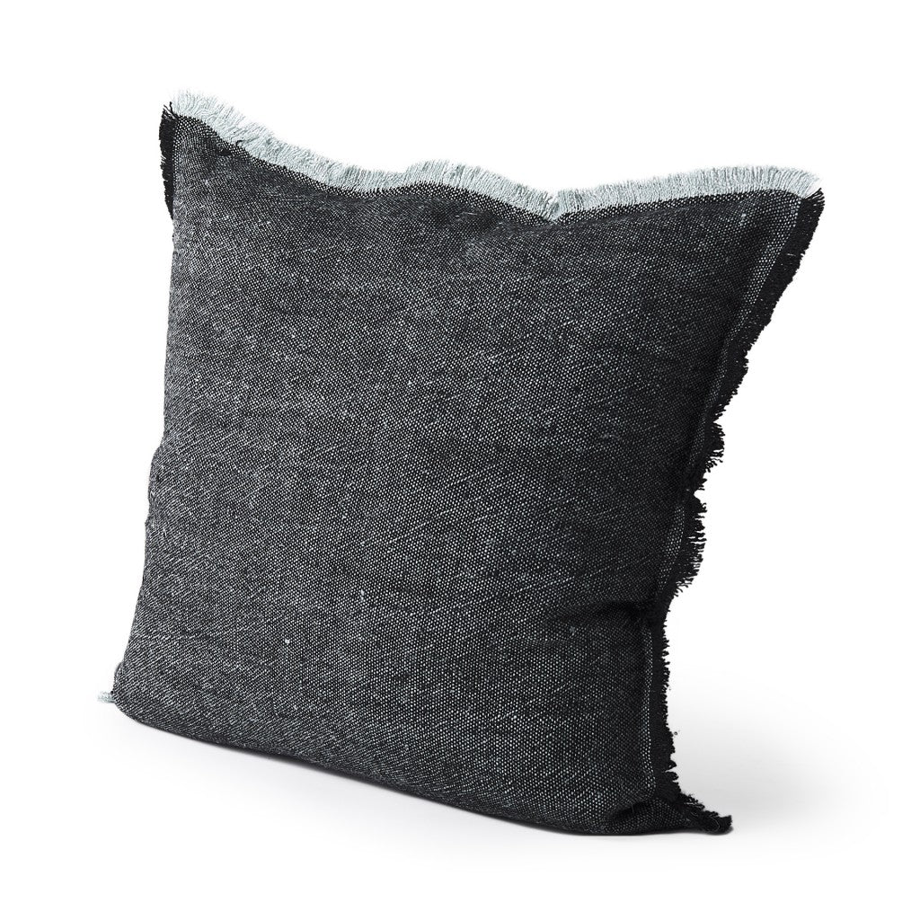 Dark Gray Fringed Throw Pillow Cover - 99fab 