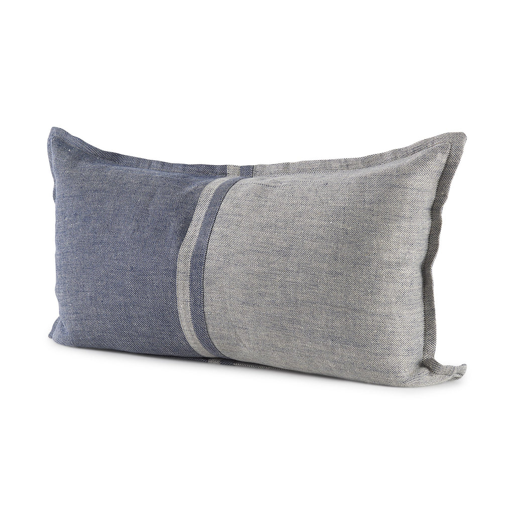 Gray And Blue Color Block Lumbar Pillow Cover - 99fab 