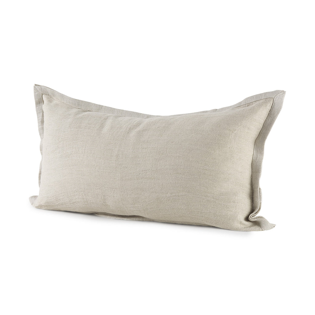 Cream Bordered Lumbar Pillow Cover - 99fab 