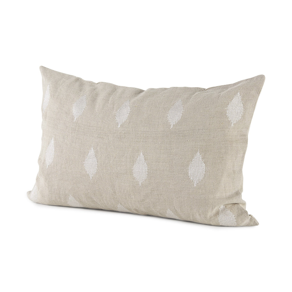 Beige And White Patterned Lumbar Pillow Cover - 99fab 