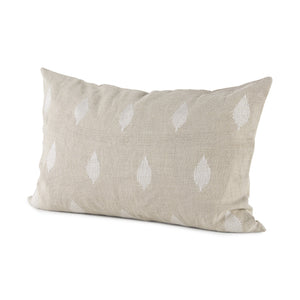 Beige And White Patterned Lumbar Pillow Cover