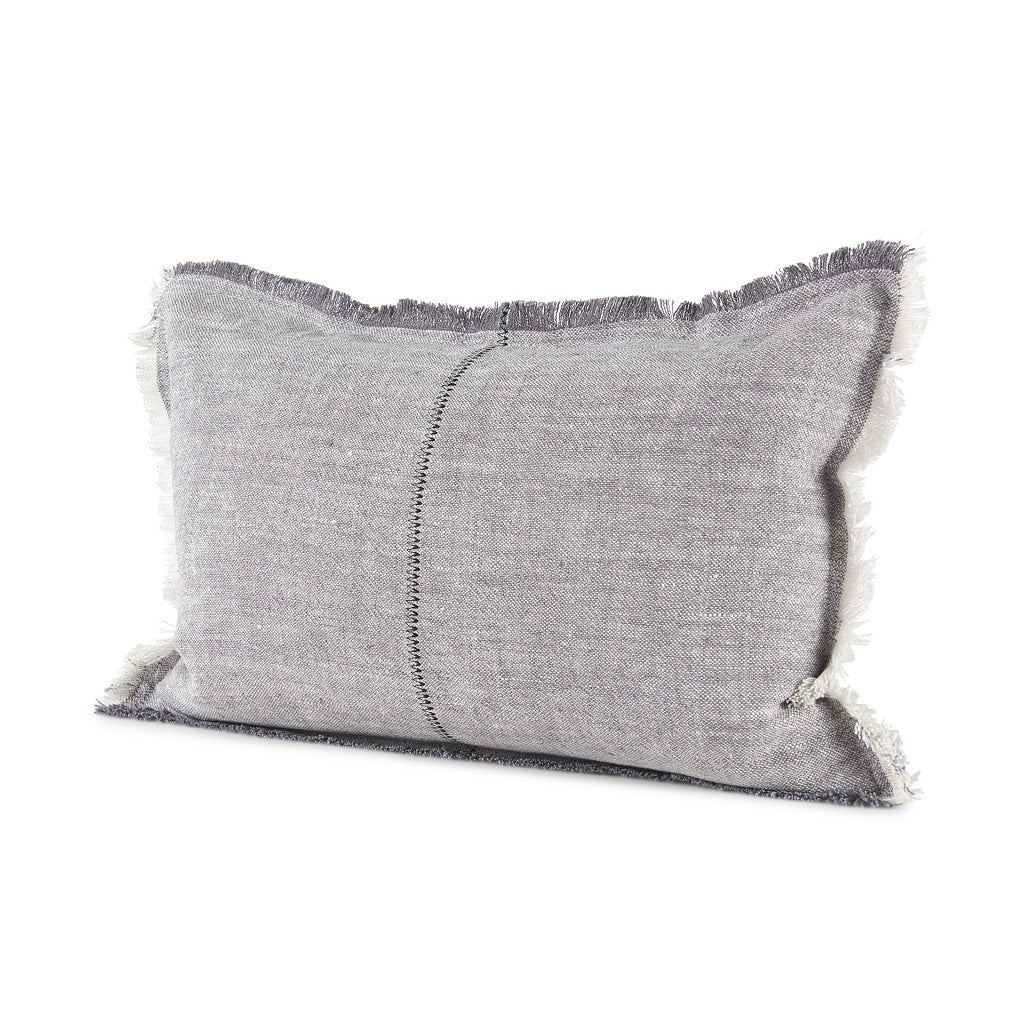 Light Gray Fringed Lumbar Throw Pillow Cover - 99fab 