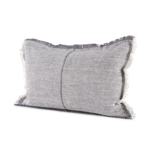 Light Gray Fringed Lumbar Throw Pillow Cover