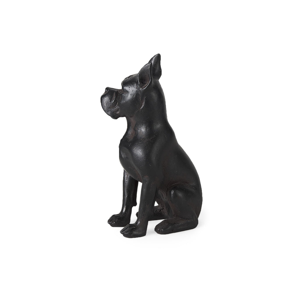 Black Resin Boxer Dog Shaped Decor Piece - 99fab 