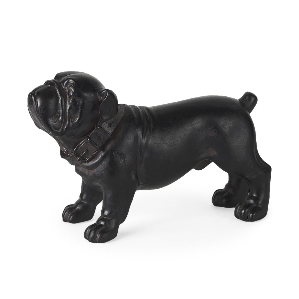 Black Resin Bulldog Sculpture - 99fab 