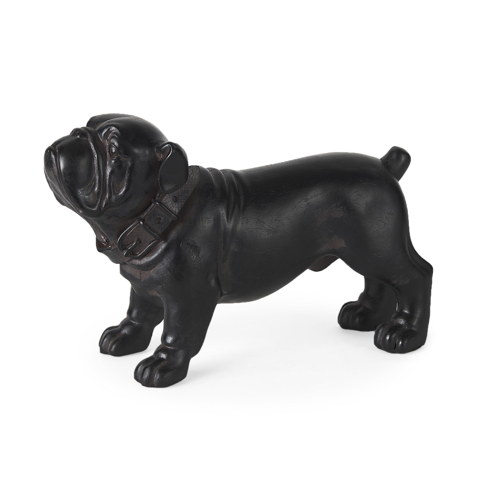 Black Resin Bulldog Sculpture