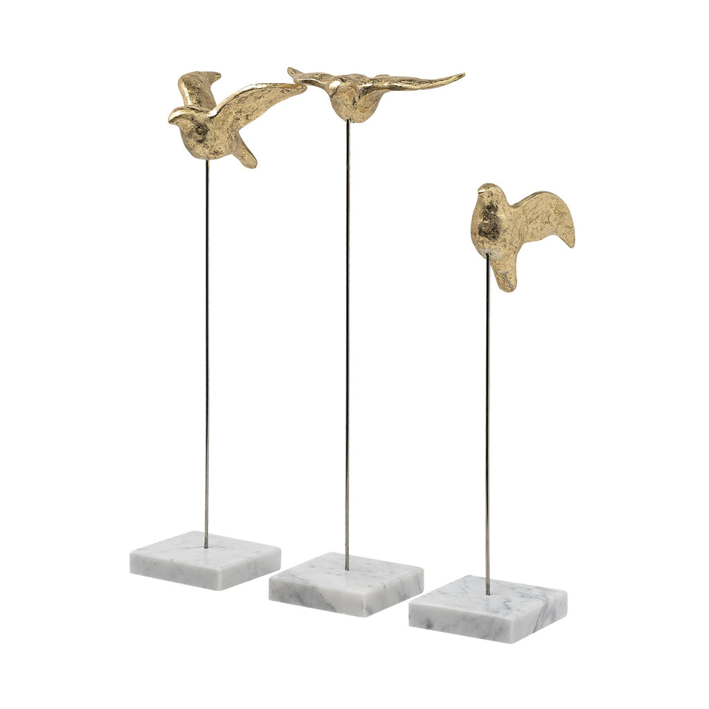 Set Of Three Gold Bird Sculptures - 99fab 