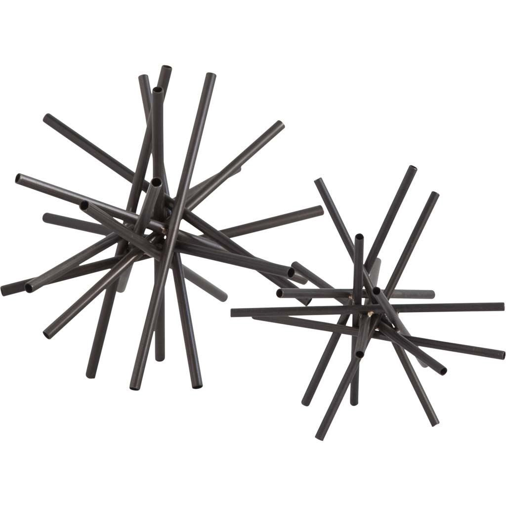 Set Of Two Black Metal Linear Abstract Sculptures - 99fab 