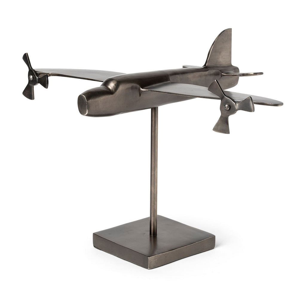 Gray Metal Bomber Plane Sculpture - 99fab 