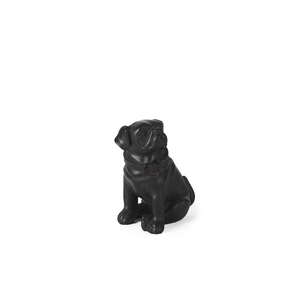 Black Resin Pug Dog Sculpture - 99fab 