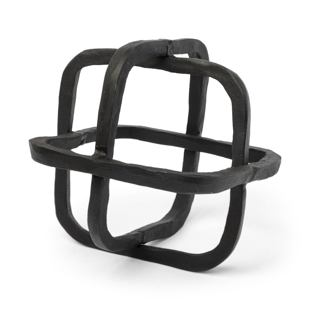 Black Metal Cube Shaped Link Sculpture - 99fab 