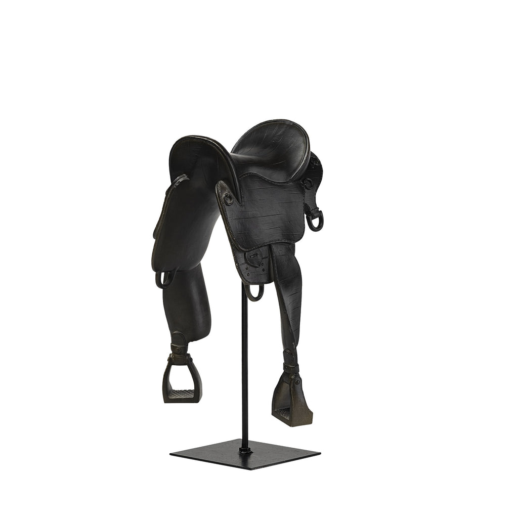 Black English Horse Saddle Sculpture - 99fab 