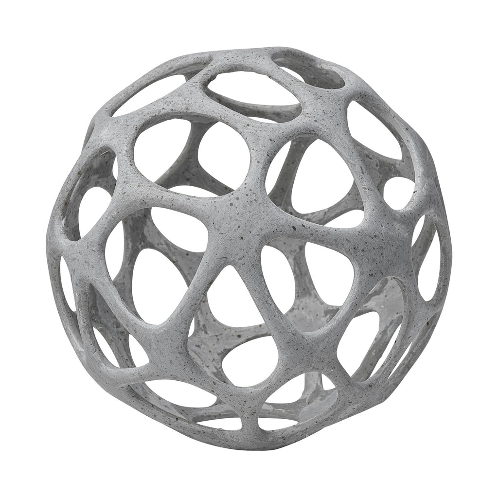 Light Gray Metal Hollow Orb Sculpture - 99fab 