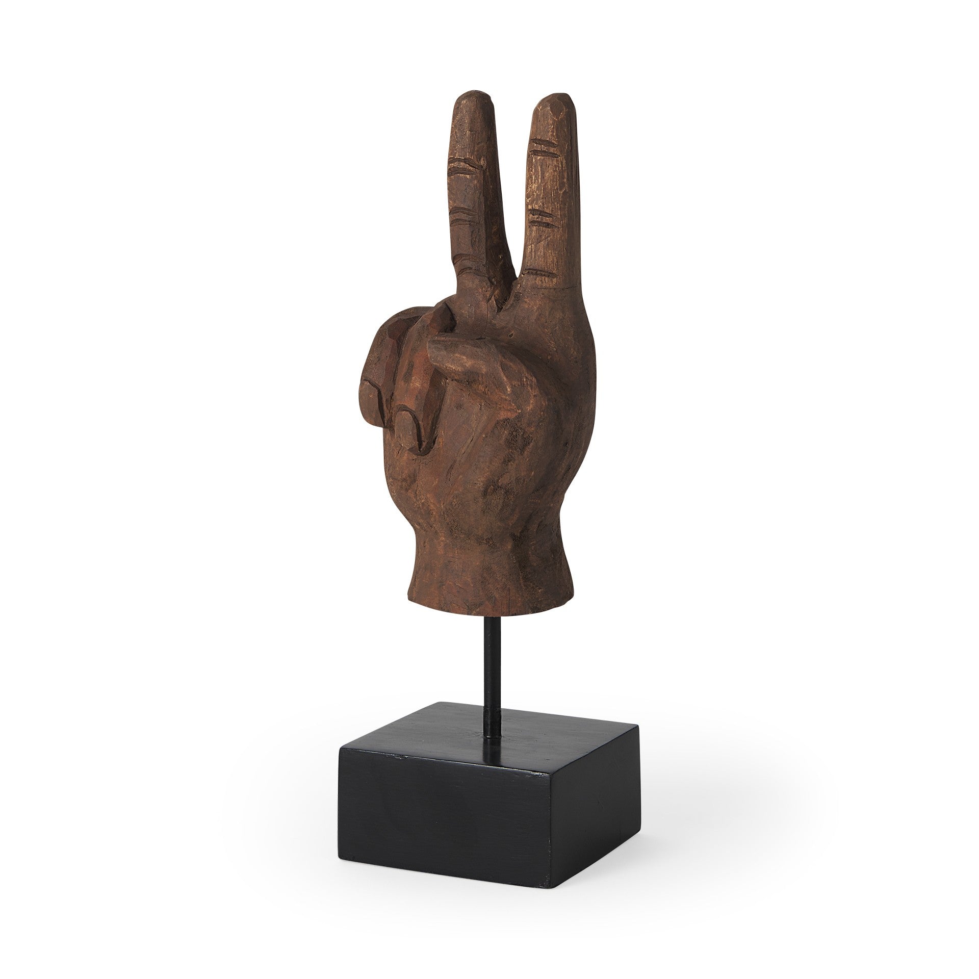 Dark Brown Wooden Peace Sign Decor Piece