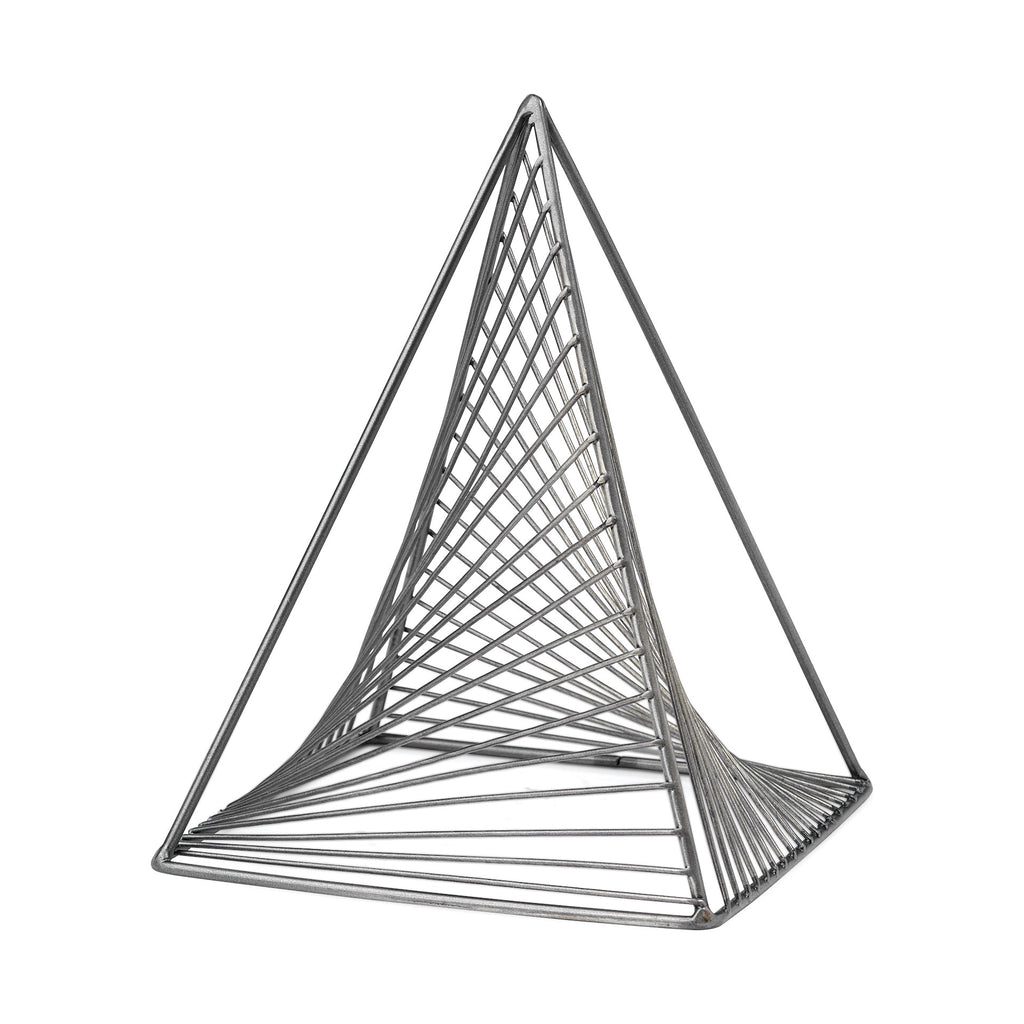 Contemporary Gray Metal Triangular Decor Piece - 99fab 