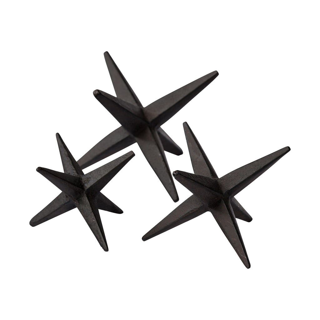 Set Of Three Black Metal Star Decor Pieces - 99fab 