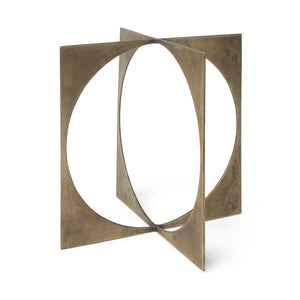 10" Burnished Gold Metal Circle Square Sculpture