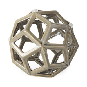 Khaki Crackle Glaze Ceramic Geometric Sculpture