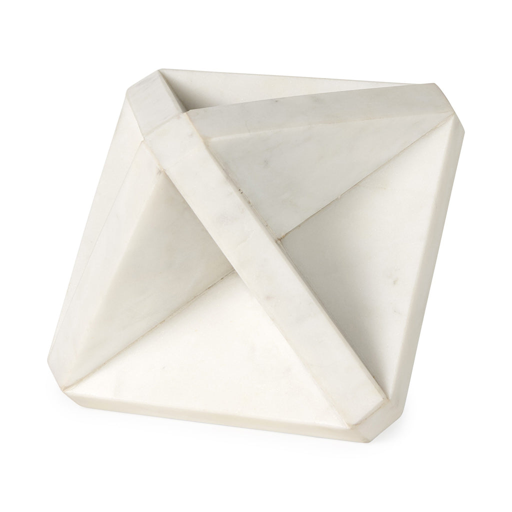 White Marble Geometric Square Sculpture - 99fab 