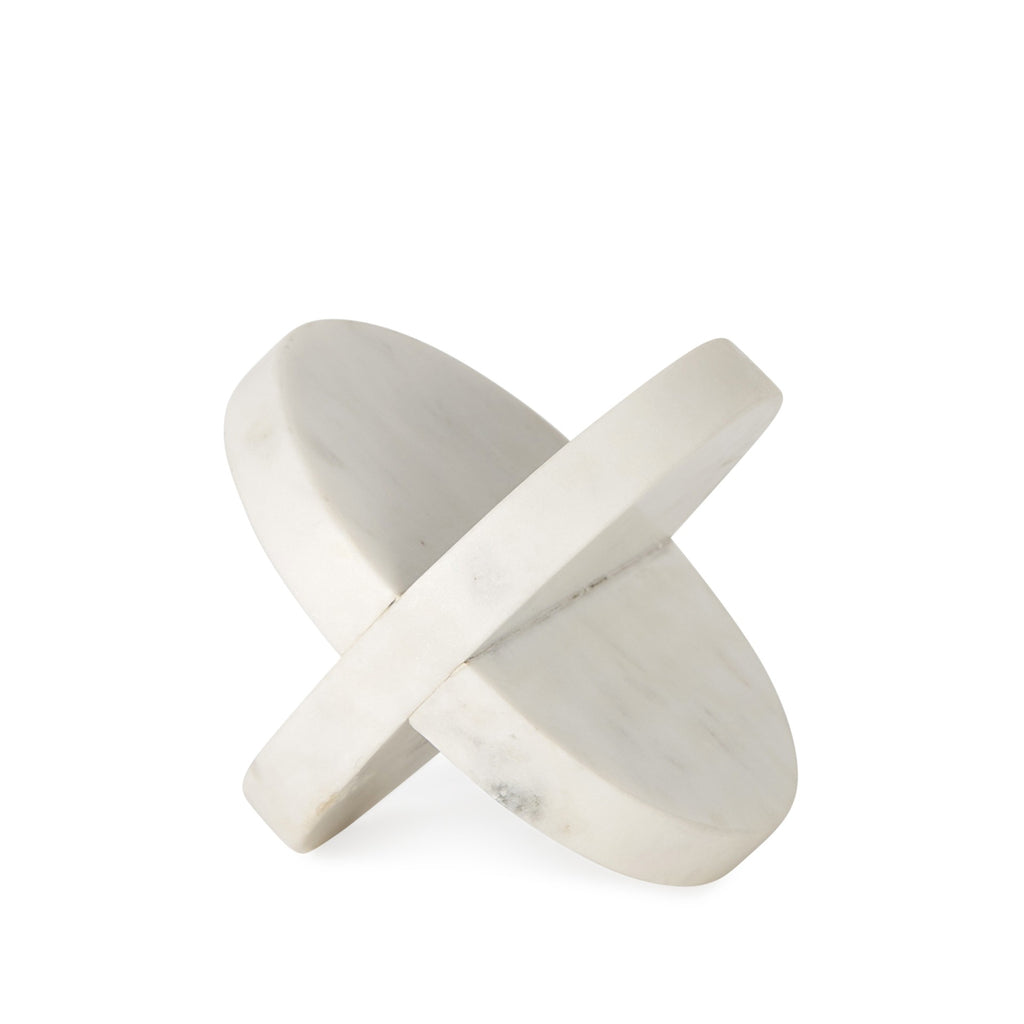 Petite White Marble Circular Sculpture - 99fab 