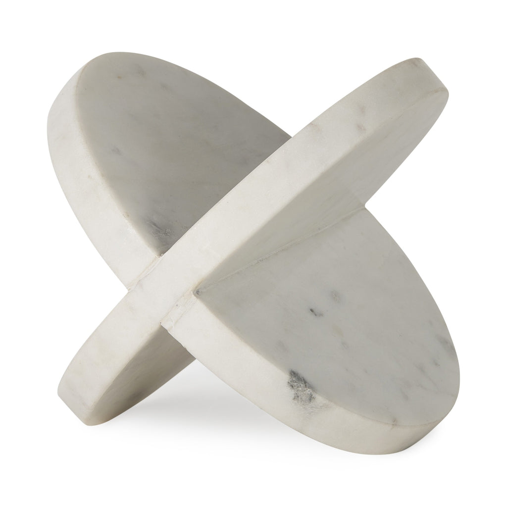 White Marble Geometric Circular Sculpture - 99fab 