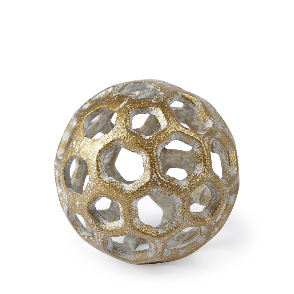 Petite Gold Metal Hollow Orb Sculpture - 99fab 