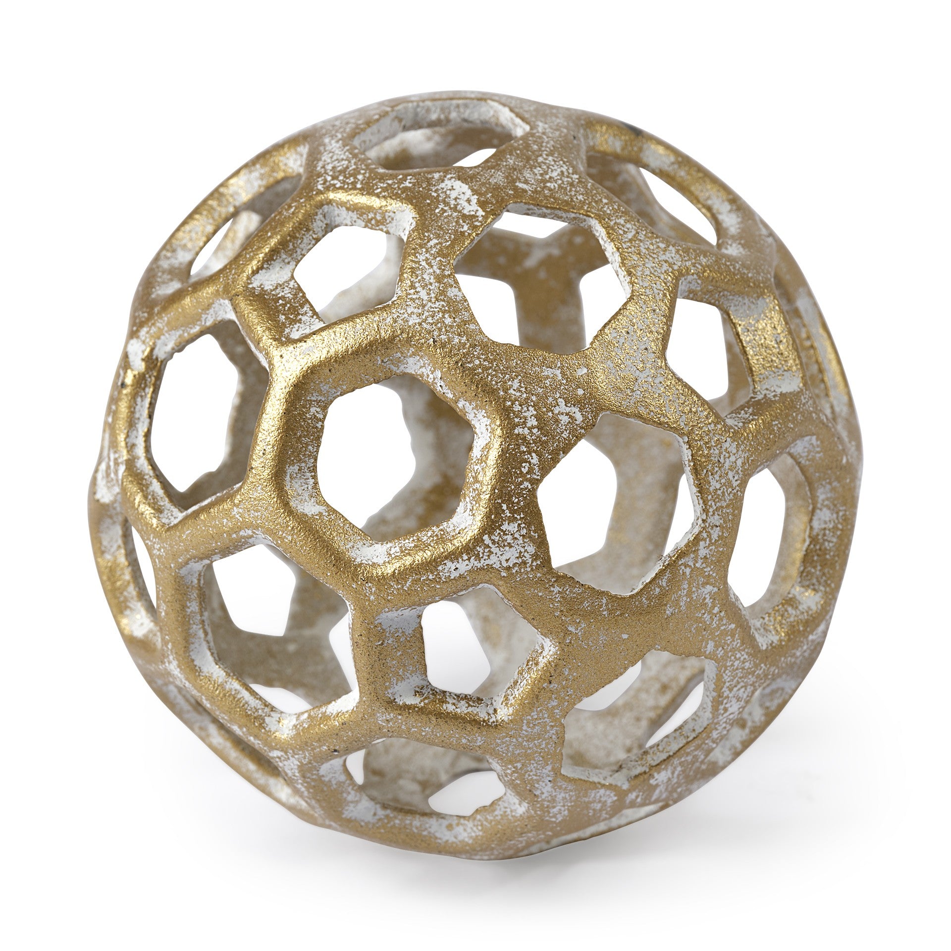 Gold Metal Hollow Orb Sculpture